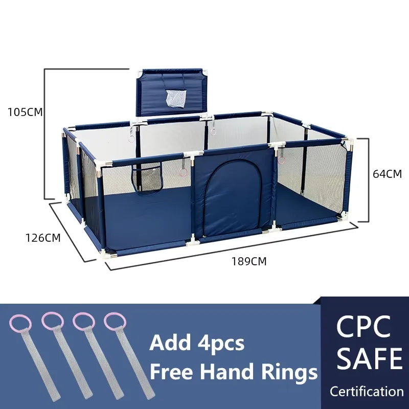 Baby Playpen Indoor Play Yard with Basketball Hoop, Activity Fence for Toddlers