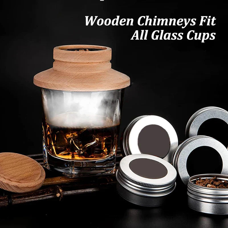 Cocktail Smoker Kit – Wooden Smoke Hood & Cold Smoke Infuser for Whiskey, Tequila & Cocktails with 4 Wood Chip Boxes