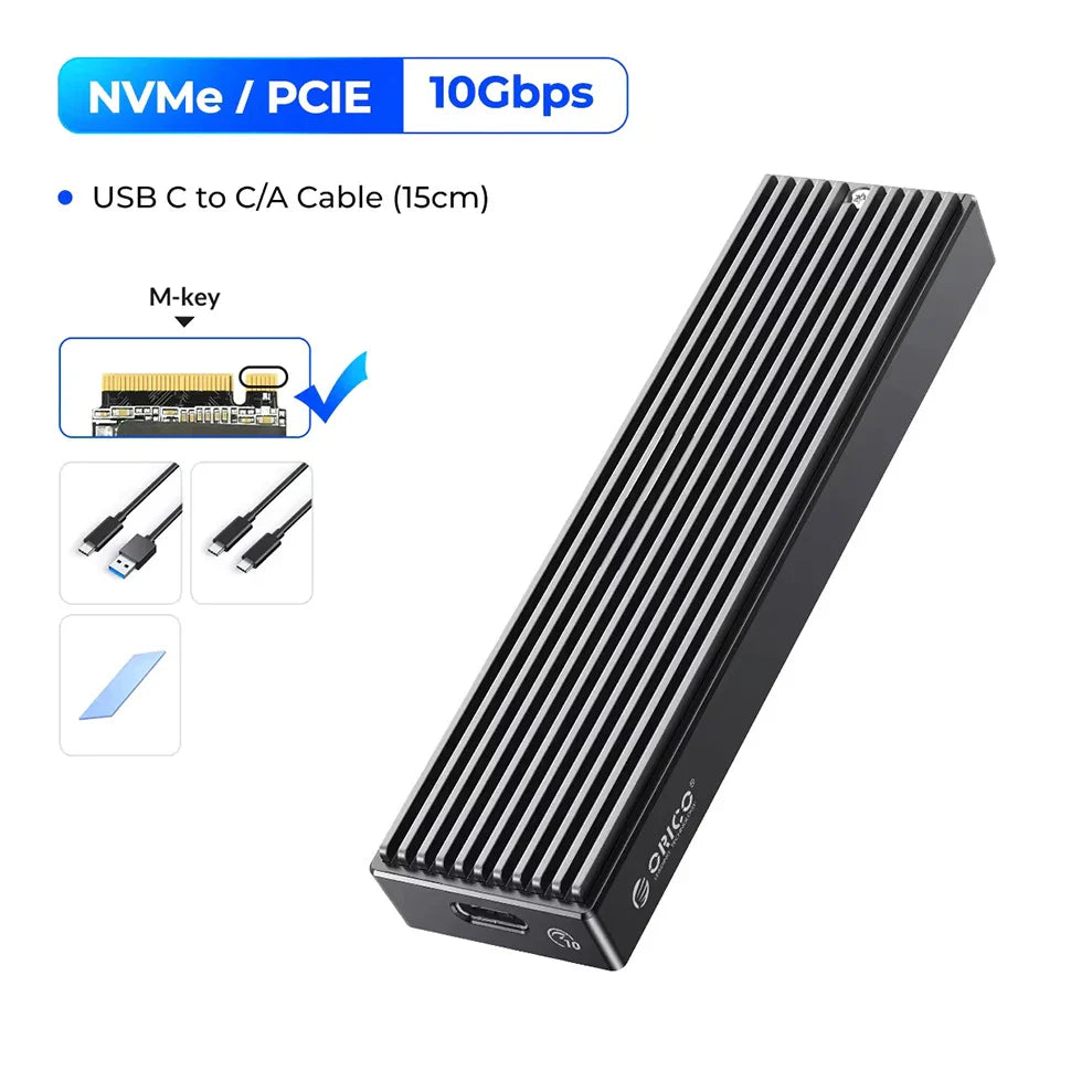 M.2 NVMe & SATA External SSD Enclosure USB-C / USB-A 10Gbps (USB 3.2 Gen2) Compatible with 2230/2242/2260/2280 Up to 4TB