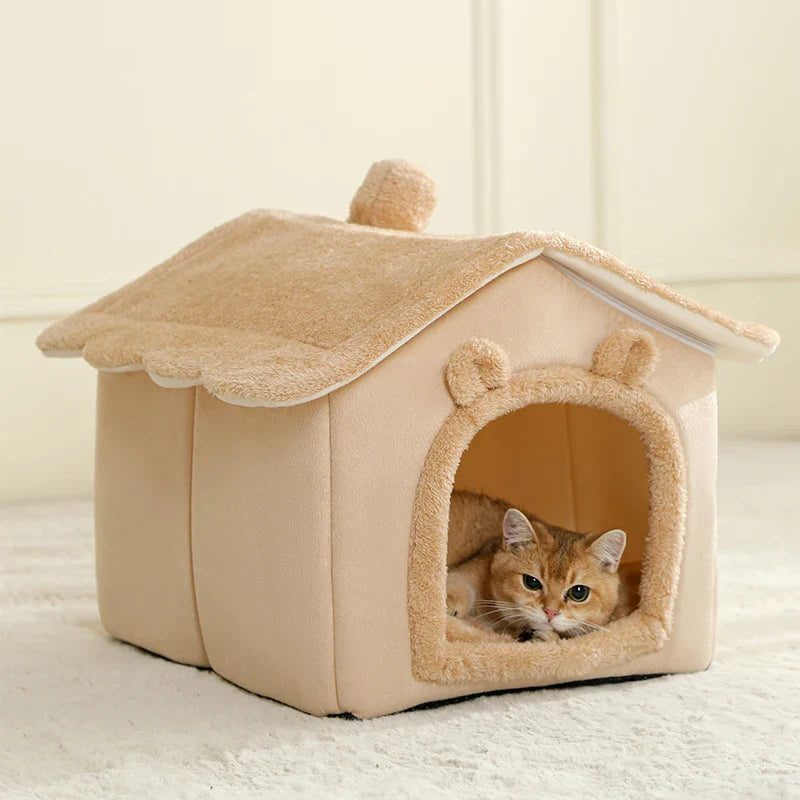 Foldable Removable Washable Pet House - Cozy Cave Bed for Extra Small Dogs, Small to Medium Cats