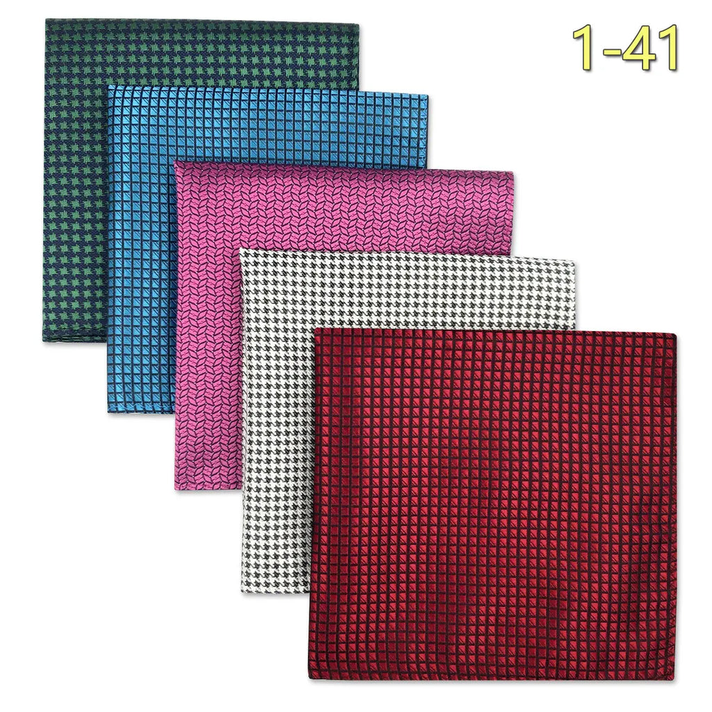 5-Pack Men's Microfiber Pocket Squares 12.6 in (32 cm) - Jacquard Woven Wedding & Formal Handkerchiefs, Assorted Patterns