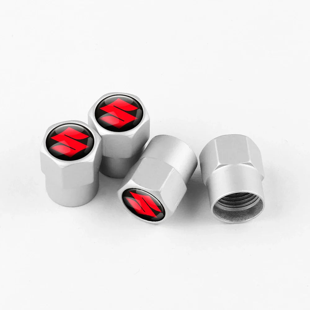 4-Pack Aluminum Tire Valve Stem Caps – Universal Metal Wheel Air Valve Covers