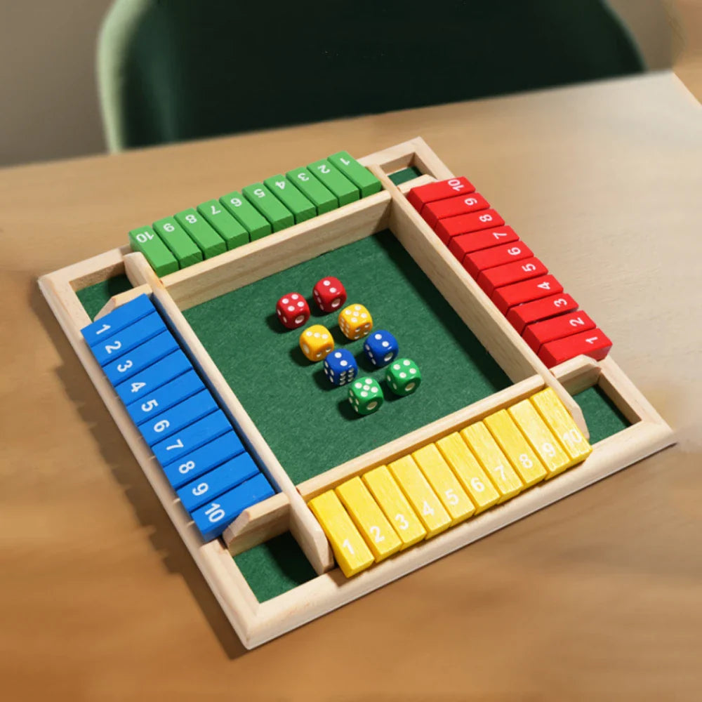 Wooden Arithmetic Dice Game Shut the Box 4-Player Party & Family Number Game