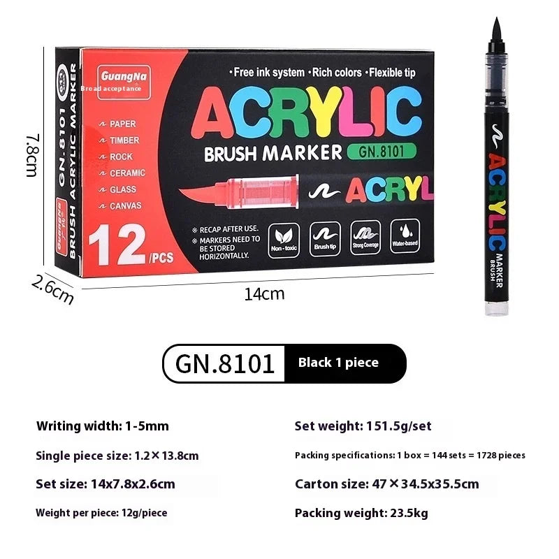 Acrylic Paint Pens Set - Multi-Tip Brush & Marker for Rock Painting, Stone & Ceramic Art (12 to 240 Colors)