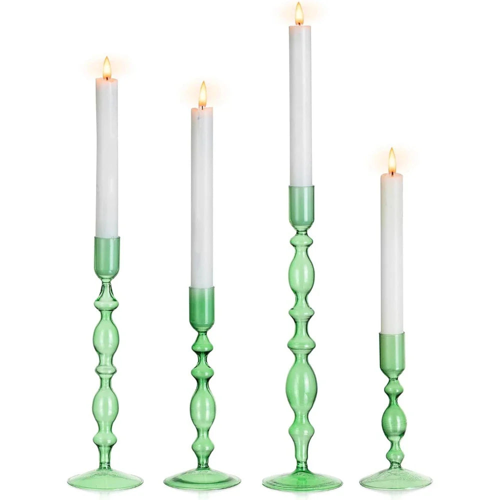 3-Piece Glass Taper Candle Holders and Flower Vases for Wedding Table Centerpiece