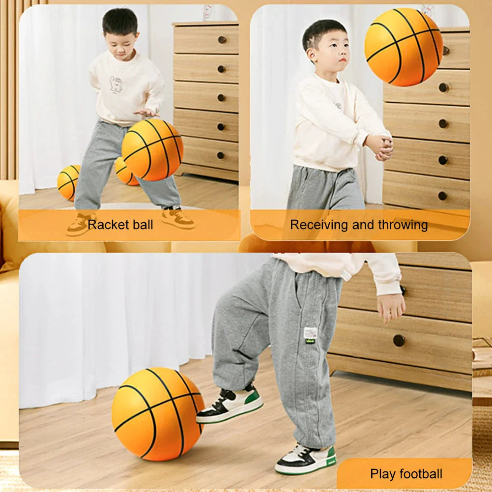 Kids Silent Foam Basketball - Indoor Squeezable Bounce Ball (No.3 / No.5 / No.7, 7–9.5 in | 18–24 cm)