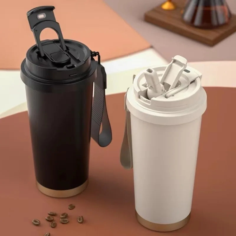Large 18oz (530ml) Ceramic-Lined Stainless Steel Insulated Travel Mug – Double Wall Vacuum Thermos, Reusable Coffee Tumbler