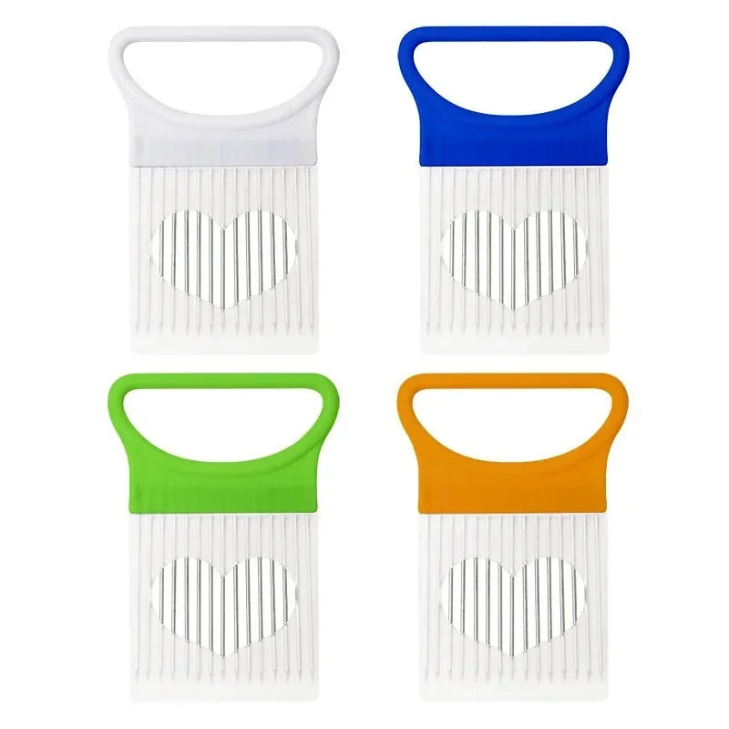Colorful Onion Slicer & Holder - Stainless Steel Potato Chip Style Vegetable Slicer (1/2/3/4-Pack)