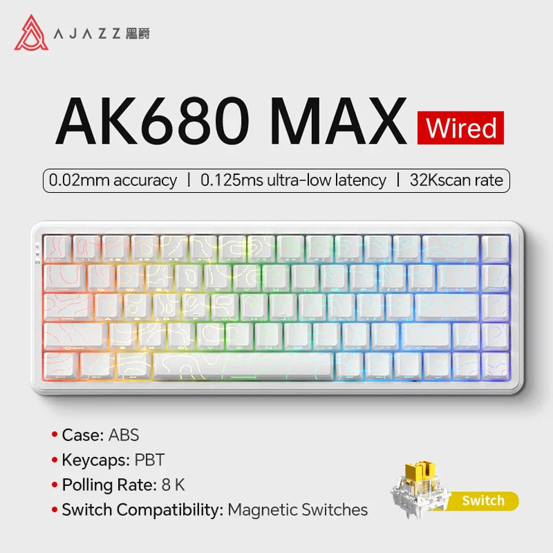 68‑Key 60% Magnetic Switch Mechanical Gaming Keyboard – Hot‑Swappable, 0.01mm Rapid Trigger, RGB Backlight, Wired USB