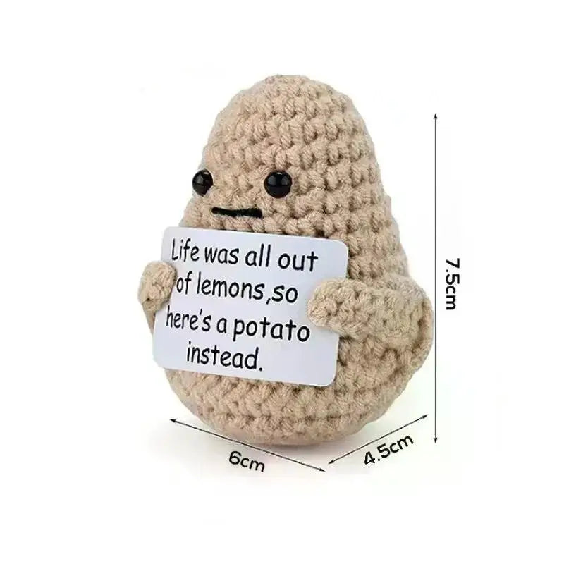 Handmade Mini Crochet Potato Plush Doll – Wool Knit Pocket Hug with Greeting Card, Funny Christmas & Holiday Home Decor Gift