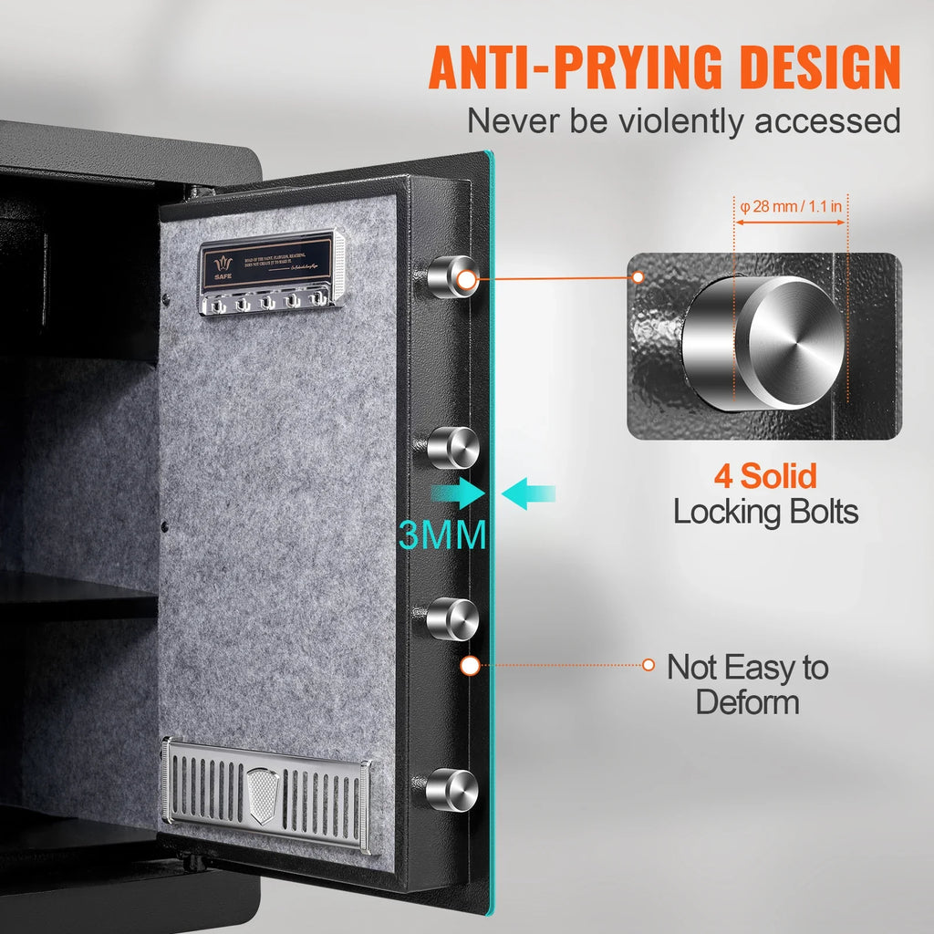 Biometric (Fingerprint) & Digital Safe 2.2 / 1.8 cu ft (62 L / 51 L) Home Security Cabinet with Fireproof Bag