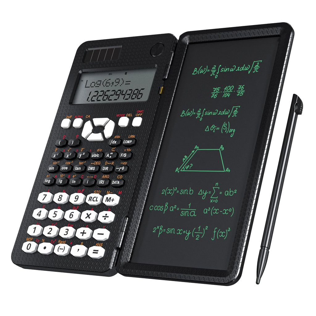 Scientific Calculator with 6.5-Inch (16.5 cm) Writing Tablet — 349-Function Engineering & Financial Calculator, Solar + Battery, Foldable Portable for Students & Office