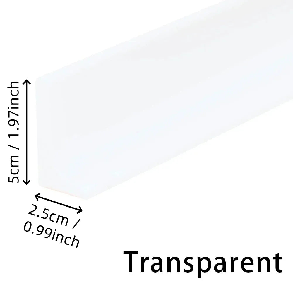 Silicone Shower Threshold Water Dam Strip — Bottom Seal for Glass Shower Door, Wet/Dry Separation, Adjustable 50–300cm (1.64–9.84ft), Heights 3–5cm (1.18–1.97in)
