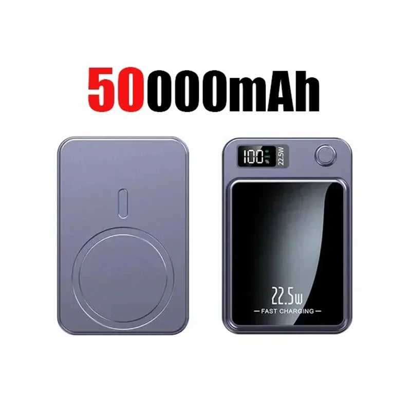Magnetic Wireless Power Bank 100000mAh / 50000mAh – 22.5W Fast Charger, Portable Power Pack with LED Display, Type-C & Qi Wireless