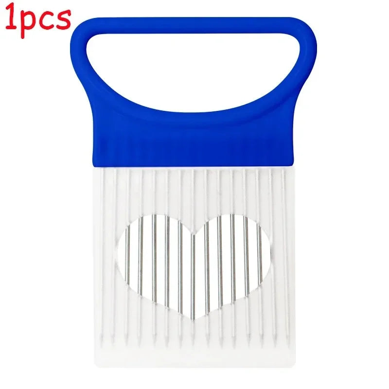 Colorful Onion Slicer & Holder - Stainless Steel Potato Chip Style Vegetable Slicer (1/2/3/4-Pack)