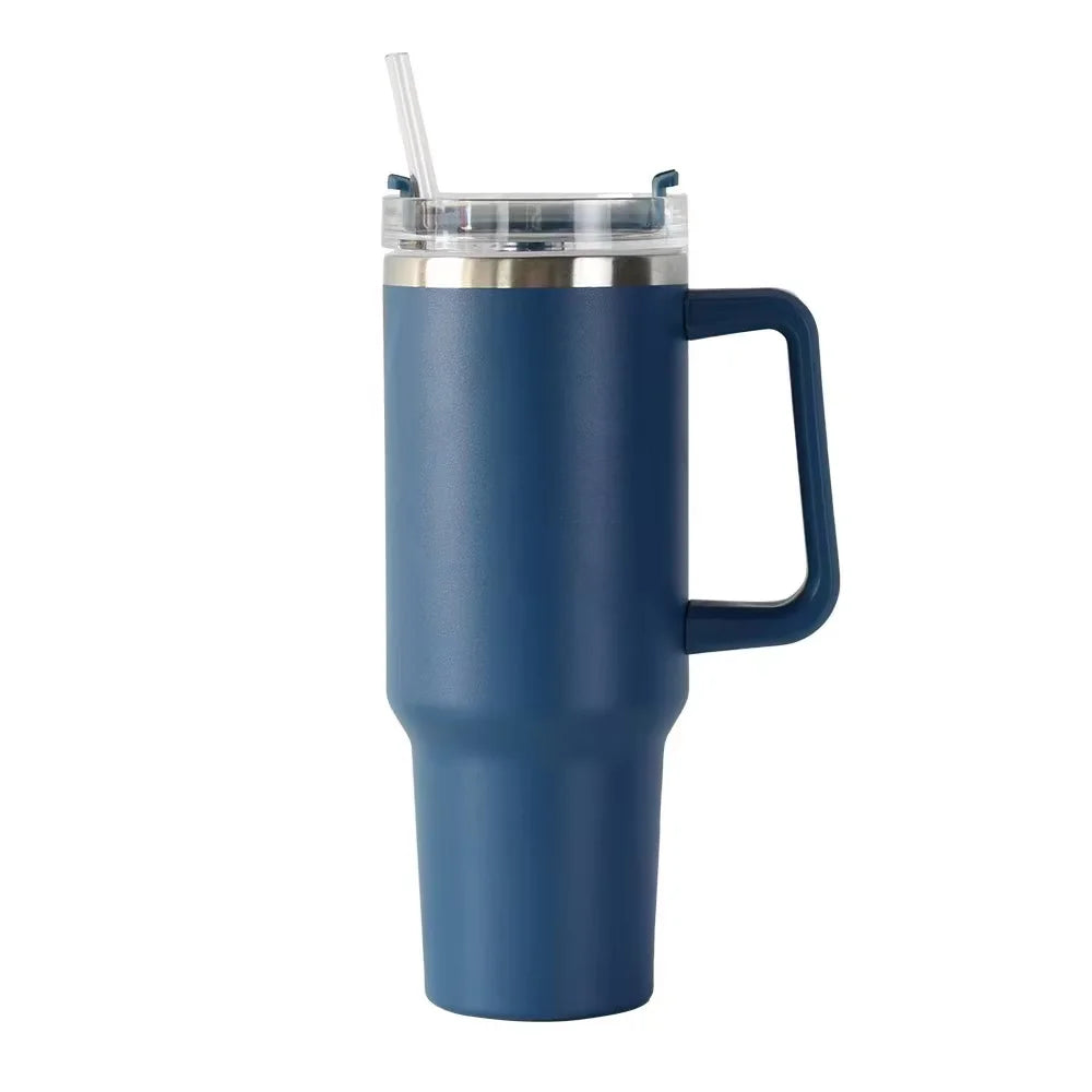 40oz Vacuum Insulated Tumbler with Handle & Straw Lid | Stainless Steel Travel Bottle