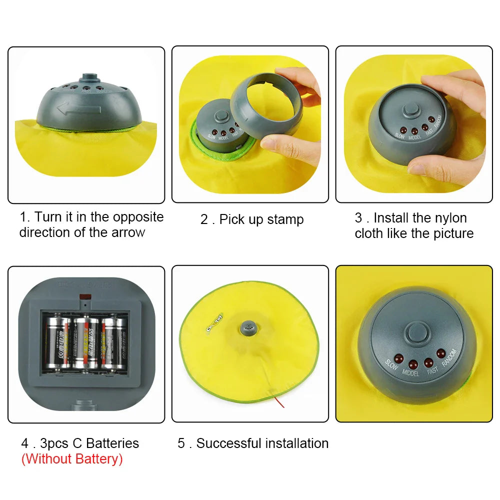 Interactive Automatic Cat Toy – Fabric Undercover Mouse with Moving Feather, 4-Speed Electric Play Plate for Cats