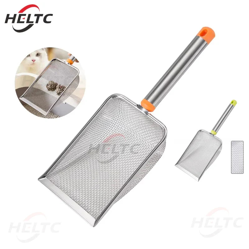 Stainless Steel Fine Mesh Cat Litter Scoop – Easy-Clean Non-Stick Shovel with Comfortable Grip