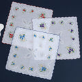 6-Pack Cotton Floral Handkerchiefs for Women, 28 cm (11 in) Scalloped Edge Pocket Towels & Wedding Napkins