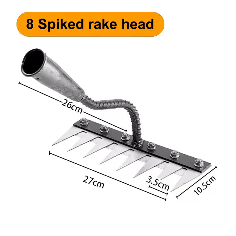 5/6/7/8-Teeth Manganese Steel Garden Hoe Rake for Weeding & Soil Loosening