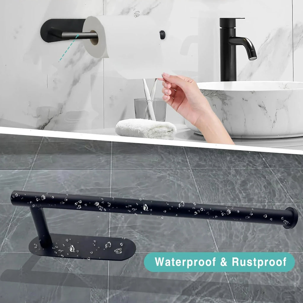 Adhesive Paper Towel & Toilet Roll Holder - Wall-Mount Tissue Dispenser for Kitchen and Bathroom Cabinet Storage