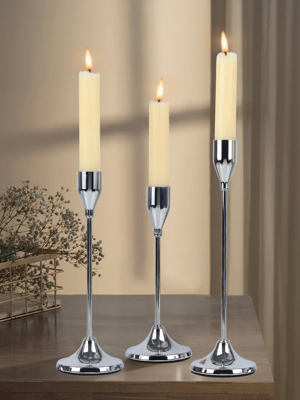 3-Piece European Style Metal Candle Holders Set for Wedding Table, Home & Christmas