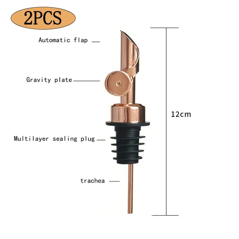 304 Stainless Steel Oil & Vinegar Pourer Spout — Auto-Open Bottle Stopper for Olive Oil, Wine & Liquor
