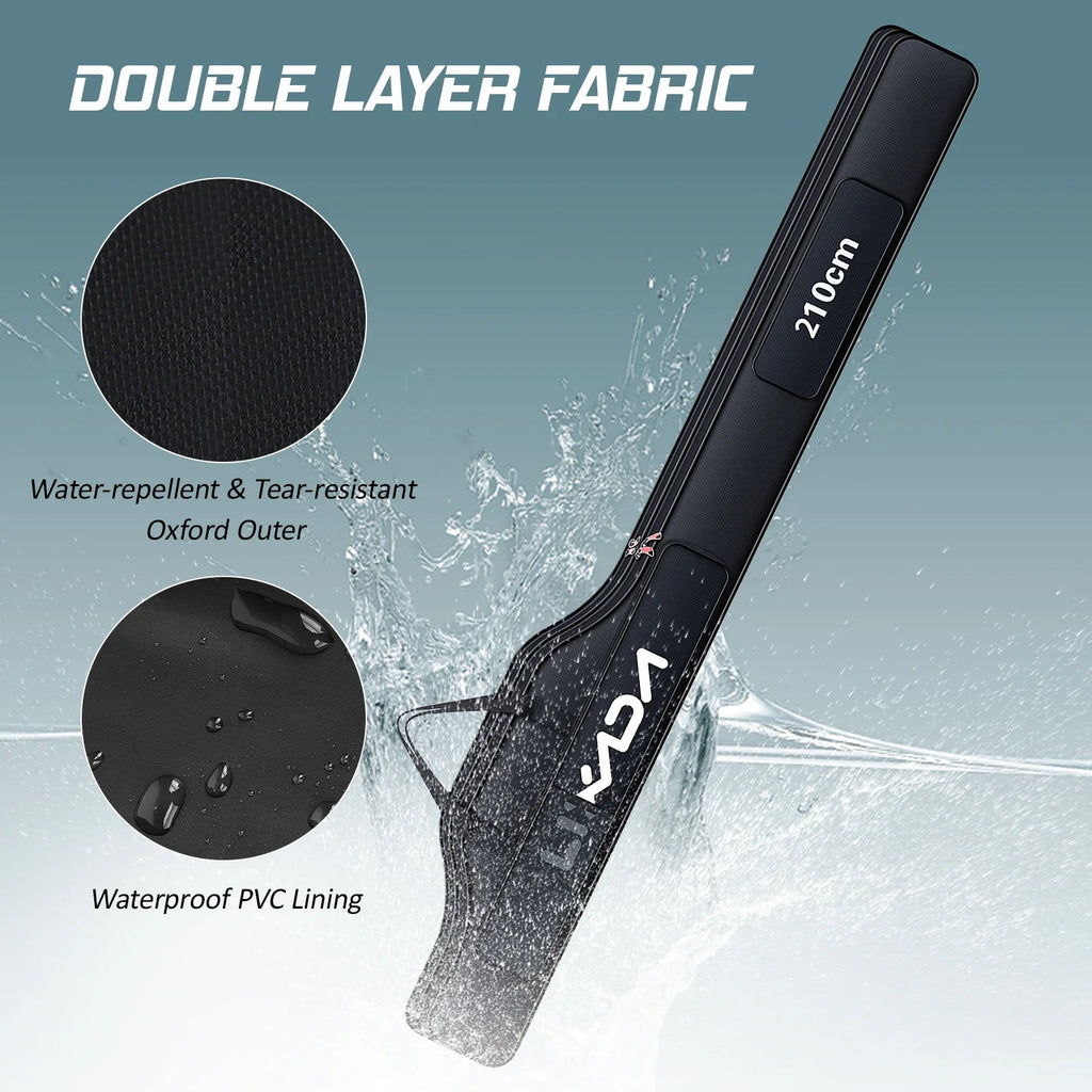 190cm (75 in / 6.2 ft) Portable Folding Fishing Rod & Reel Bag Tackle Storage Carry Case