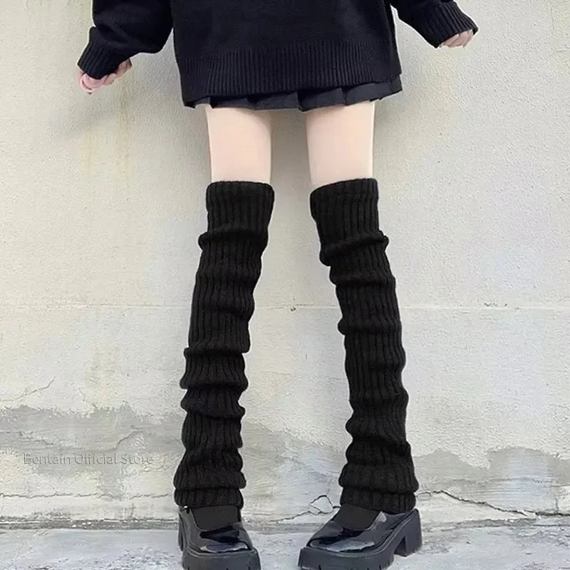 Women's Y2K Knit Leg Warmers 1 Pair — Crochet Boot Cuffs, 40/50/70 cm (15.7/19.7/27.6 in) — Black White