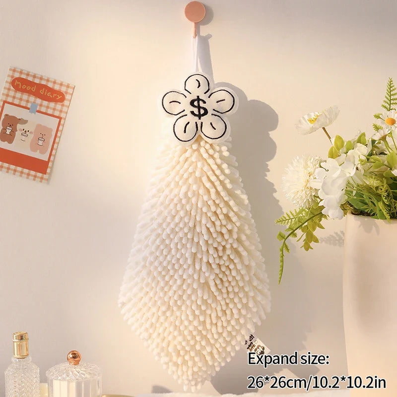 Thickened Coral Fleece Hand Towel – Super Soft Water-Absorbent Hanging Handkerchief for Kitchen & Bathroom