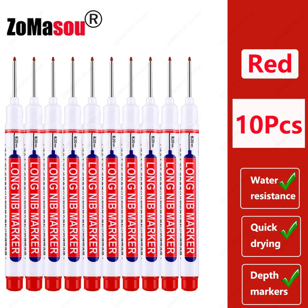 20mm Long-Head Deep Hole Marker Pens - Waterproof Fast-Dry Oil Markers for Wood, Metal & Glass (Red/Black/Blue/Green)