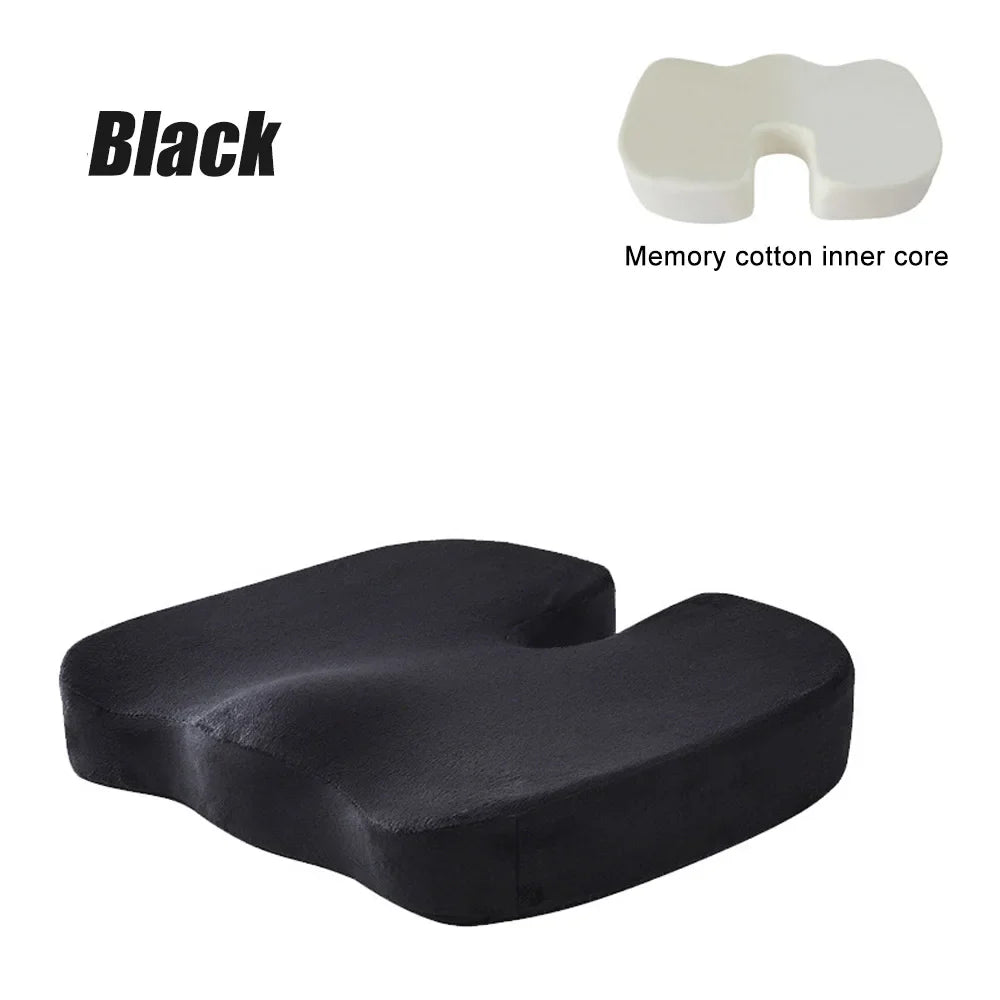 Memory Foam U-Shaped Travel Seat Cushion for Car & Office, Orthopedic Hip Support Pad