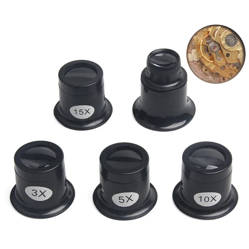 Watchmaker Loupe Magnifier — 3X 5X 10X 15X 20X Jeweler Magnifying Glass for Watches, Jewelry, Coins & Stamps