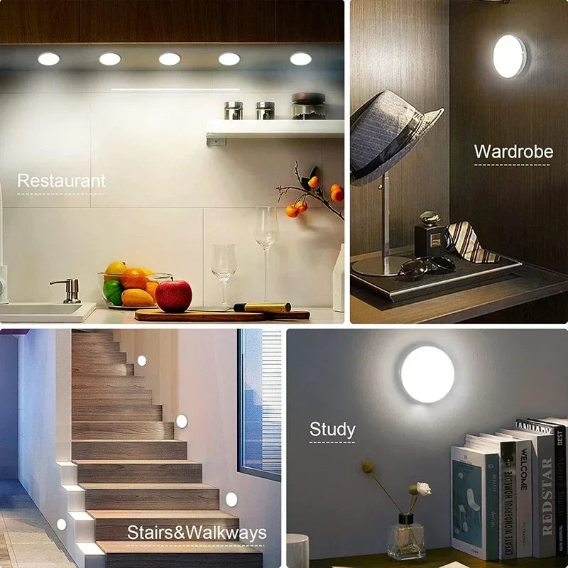 Motion Sensor LED Night Light – USB Rechargeable Magnetic PIR Light for Closet, Stair & Bedroom – Warm/Daylight