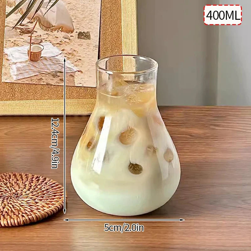 Wave Ripple Glass Tumbler - Transparent Iced Coffee & Milk Tea Cup, 280 ml (9.5 fl oz) & 530 ml (18 fl oz)