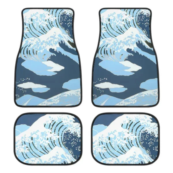 Great Wave Off Kanagawa 4-Piece All-Weather Car Floor Mats - Universal Fit for SUVs, Sedans, Trucks