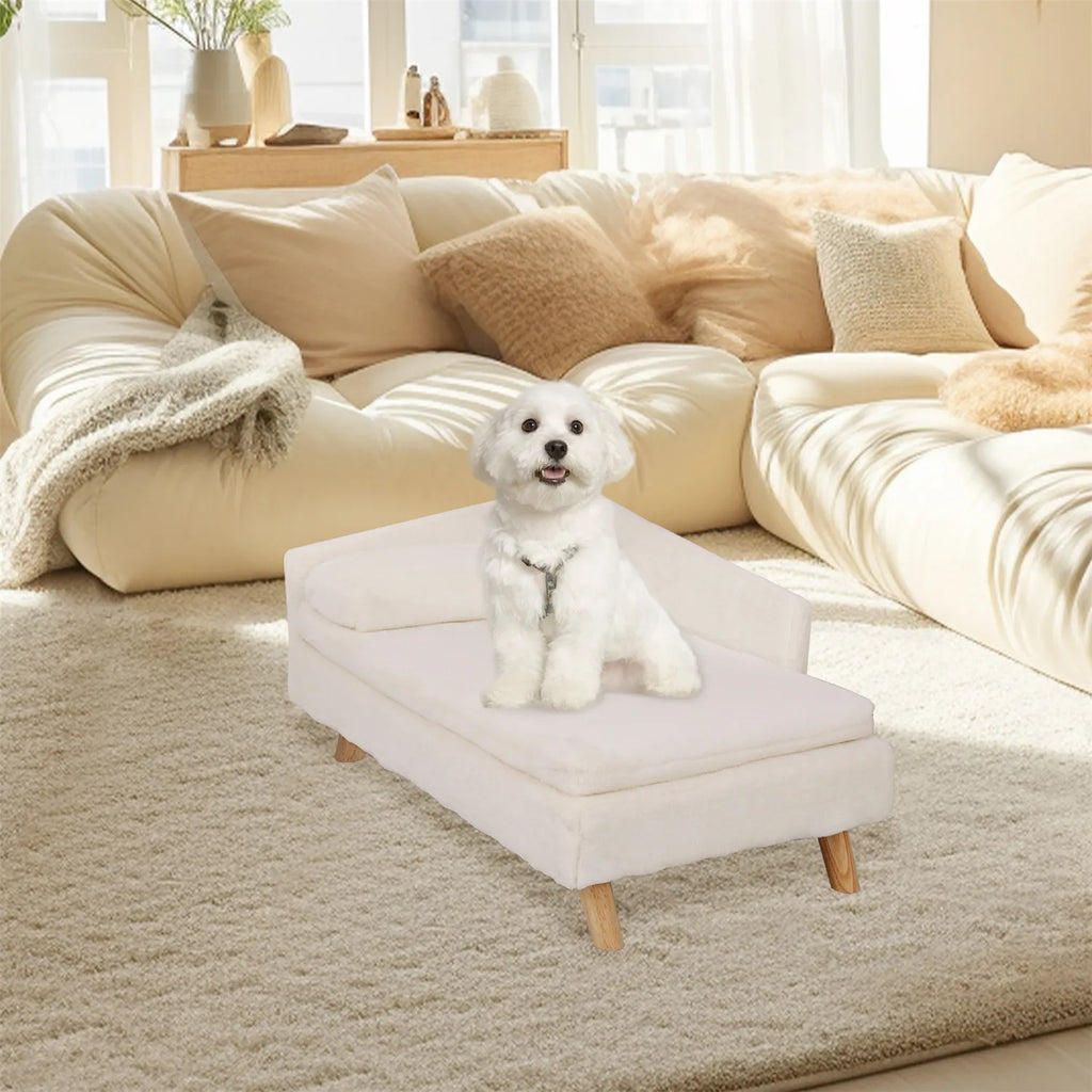 Elevated Nordic Pet Sofa Bed for Small Dogs & Kittens – Waterproof Plush Liner, Sturdy Wood Legs, Small & Large (27.5×15.7×15.3 in / 70×40×39 cm, 31.4×19.6×15.3 in / 80×50×39 cm)
