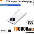 120W Fast Charging Power Bank – 50,000 / 100,000 / 200,000 mAh Portable Charger with Built-In Cable, USB-C & Dual USB, LED Display