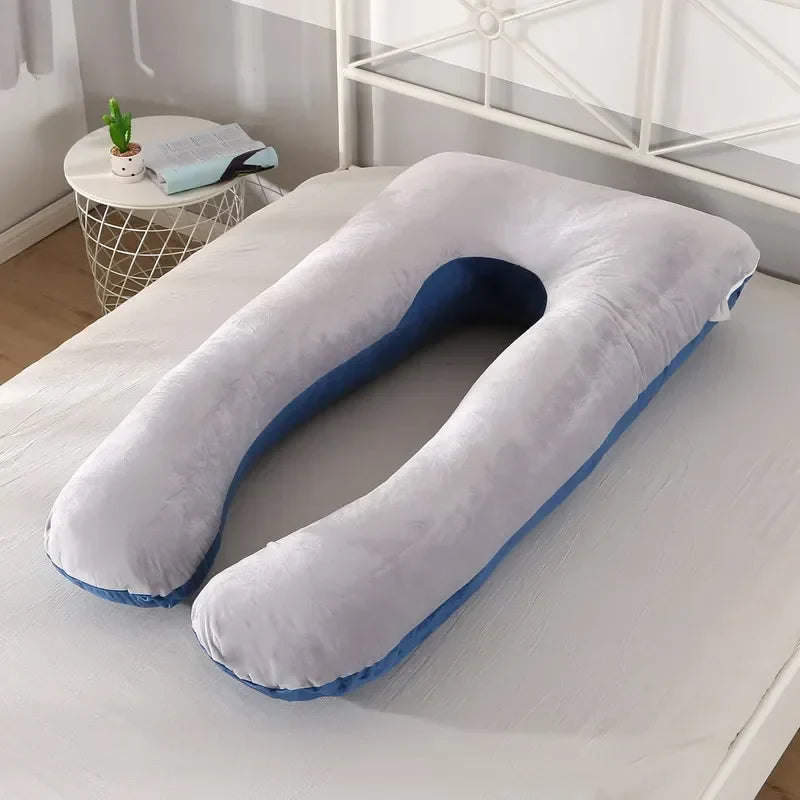 U-Shaped Maternity Pregnancy Pillow – Full-Body Support for Sleep & Nursing, Velvet Cover, Removable Washable – 120×70 cm (47×28 in) & 140×75 cm (55×30 in)