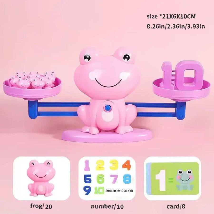 Frog Balance Math Toy for Kids, Addition & Subtraction Learning Scale, Early Education STEM Counting Game
