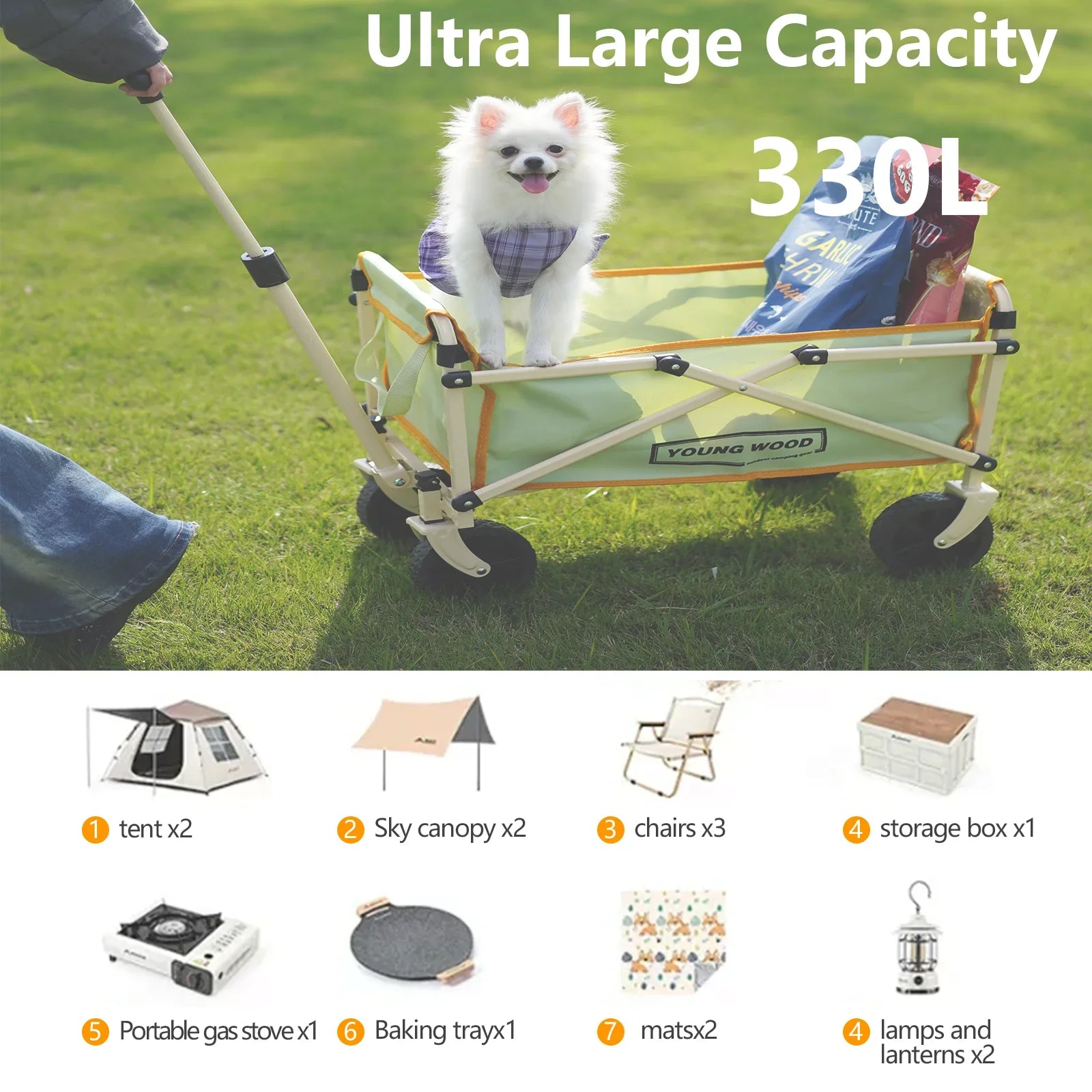 Mini Green Camping Cart – Compact Portable Multifunctional Trolley, Lightweight & Sturdy