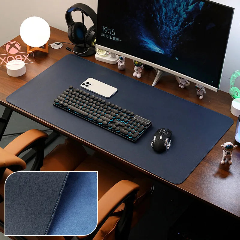 Large PU Leather Desk Pad Non-Slip Stitched Edge Office Mouse Pad and Desk Blotter