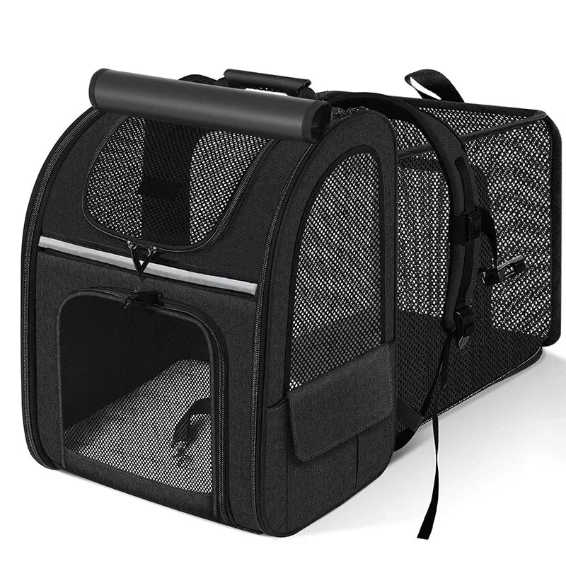 Expandable Cat Carrier Backpack with Shade Cover, Breathable Mesh Pet Travel & Hiking Bag