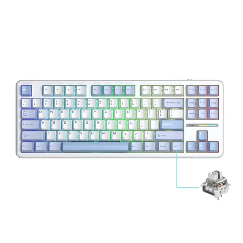 87-Key Tri-Mode Mechanical Keyboard - 2.4G USB Bluetooth, RGB PBT Keycaps, Hot-Swappable Gasket Design, 4000mAh Battery