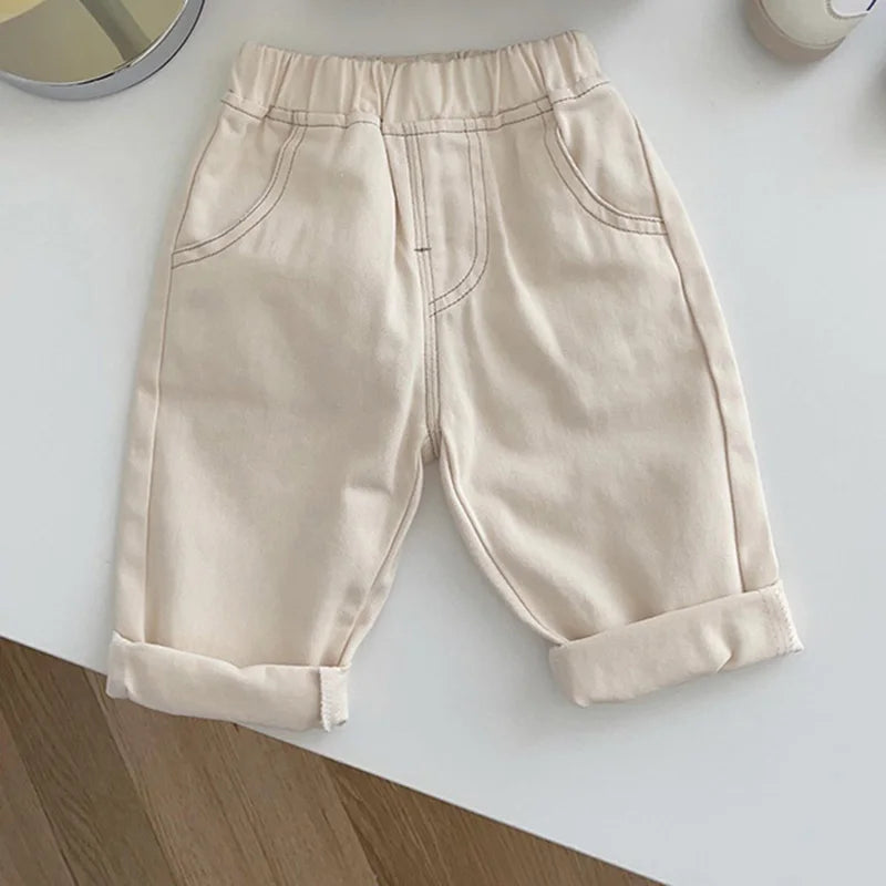 Toddler Straight Denim Jeans for Boys & Girls 9M–5T Elastic Waist Casual Spring Autumn - 3 Colors