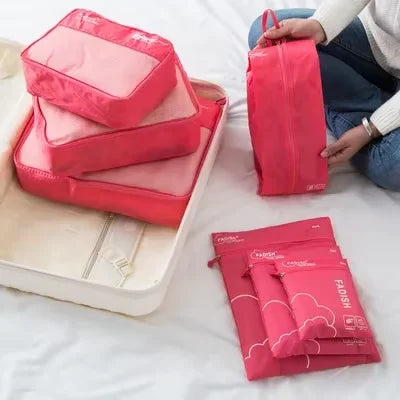 7-Piece Mesh Packing Cubes Set – Breathable Luggage Organizer Bags for Suitcases & Family Travel
