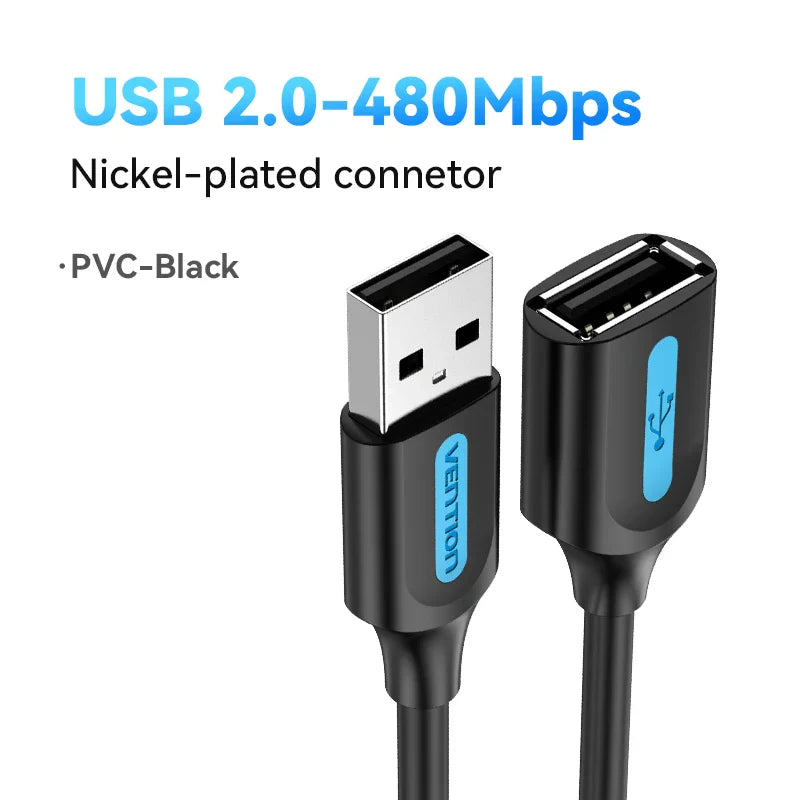 USB 3.0 Extension Cable Male to Female, High-Speed 5Gbps, 0.5/1/1.5/2/3 m (1.6–9.8 ft) for PC TV Xbox Printer, USB 2.0 Compatible