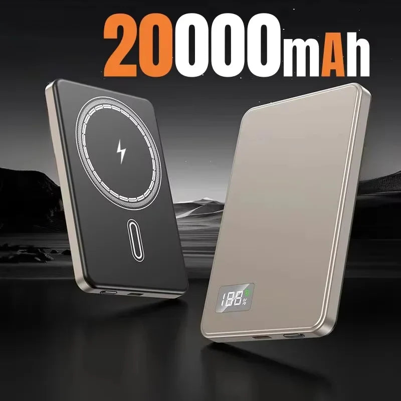 Magnetic Wireless Power Bank 10,000 / 20,000 / 50,000mAh — PD 25W Fast Charge, 2x USB & Wireless Qi, Digital Display, LED Light