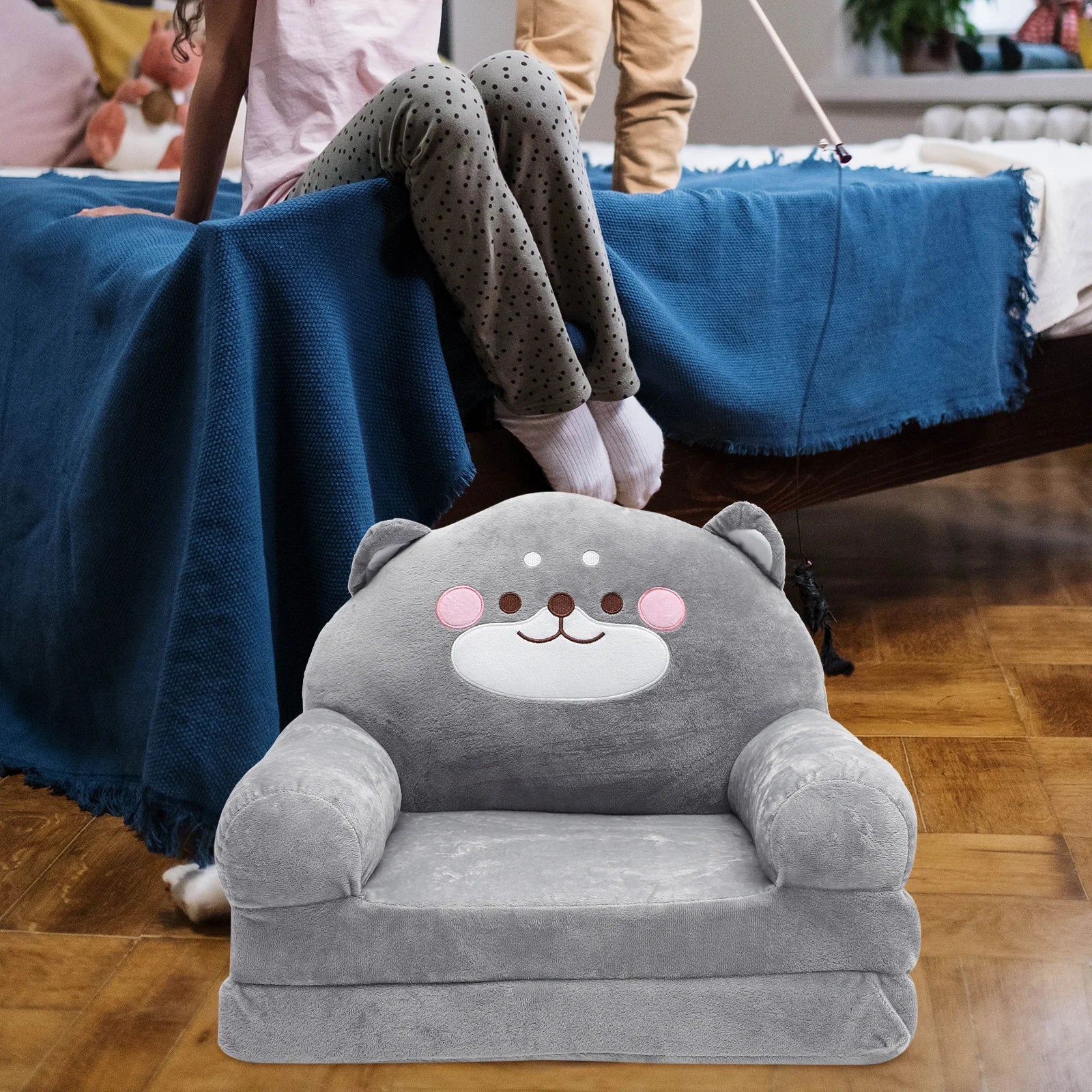 Elephant Plush Folding Baby Sofa Chair for Toddlers - Kids Nursery & Playroom Seat