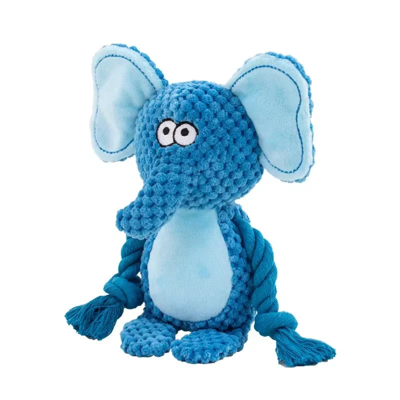 Indestructible Plush Squeaky Dog Chew Toy - Bite-Resistant Puppy Rattle for Small & Medium Dogs (7.5 x 3 in / 19 x 8 cm) - Assorted Animal Designs
